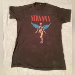 Nirvana In Utero Tultex Black T-Shirt with Tear-away Tag Women's Size Medium